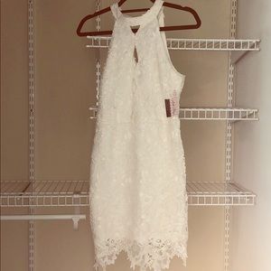 Cutout crochet lace dress white